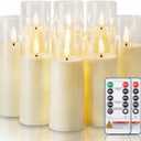 Homemory Ivory Acrylic Flameless LED Candles, Battery Operated with Remote Control and Timer, Electric Fake Candles for Wedding, Home Decor, Set of 9
