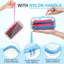 Sanwuta 4 Pcs Clear Hard Sided Zipper Pencil Case Pouches Bulk Plastic Hard Shell Pencil Case Box Organizer with Mesh Pocket Toiletry Pouch Makeup Bag, Back to School Supplies(Macaron)
