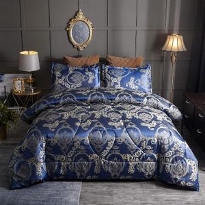 Royal Blue Twin Comforter Set All Season Silk Jacquard Bed Set, Lightweight Quilt, Ultra Soft Microfiber Bedding Comforter Sets with 2 Pillow Shams(Twin/Twin XL, 3 Pieces)