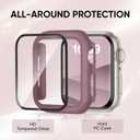 Thin Slim Band and Case Compatible for Apple Watch Bands Women Men 40mm 44mm 42mm 46mm 41mm 45mm, Silicone Sport Strap Cover and Screen Protector for iWatch Series 11/10/9/8/7/6/5/4/SE 3