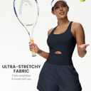 Womens Workout Romper Sexy Sleeveless Athletic Rompers One-Piece Running Onesie Jumpsuit Summer Gym Casual Valentine Gift, Navy Blue (L)