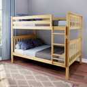 Max & Lily Full Over Full Bunk Bed with Ladder, Solid Wood Platform Bed Frame for Kids, 14" Safety Guardrails, Easy Assembly, No Box Spring Needed, Natural