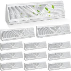 Baseboard Register Diffuser Vent Covers: 12 Pcs 18 Inch Baseboard Diffuser (Duct Opening Size) - Smooth Air Adjust Lever & Easy Install for Home Floor Wall Register Vent Cover - White