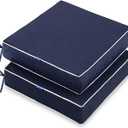 MIULEE 22 x 22 x 3 Inch Outdoor Chair Cushions, Waterproof Seat Cushions for Patio Furniture Garden with Ties Patio Chair Cushions Set of 2, Navy