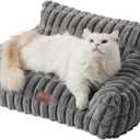 Joydeco Cat Couch for Pets, 24 inch Plush Pet Sofa, Cat Bed for Indoor Cats with Removable Washable Cover, Supportive Pet Sofa, Dark Grey