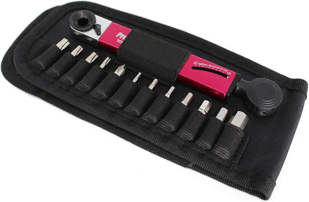 Prestacycle TorqRatchet PRO Wallet Kit  210Nm Torque Wrench & Reversible Ratchet Multi-Tool  Bike Tool Set with 12 Bits  Slim Carry Wallet with Card Pocket  60Nm Rated