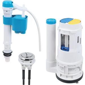 T Tulead Toilet Tank Replacement Kit Flush Valve 2.5", Fill Valve 1/2", Push Button 1.45", One Piece Toilet Repair Kit