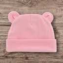 Soft and Lightweight Newborn Baby Hat - Pure Cotton, High Elasticity, Skin-Friendly, Breathable, and Warm - Adorable Pink Bear Ear Infant Cap