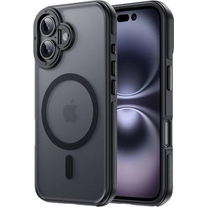 Tigowos Compatible with iPhone 16 Bumper case Fits MagSafe 10FT Drop Resistant Matte Skin Feeling Shockproof Back Cover Fits iPhone Phone Cases 6.1", Matte Black Bumper