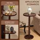 Small Accent Wood End Table, 12inch Round Bedside Table, Natural Side Table Nightstand for Family, Bedroom, Living Room, Handcrafted Finish, Walnut