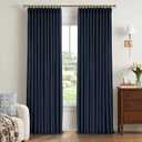 CAPALOCA Pinch Pleated Curtains Blackout, Linen Blackout Curtains 120 inches Long 2 Panels Set for Bedroom, Thermal Insulated Pinch Pleated Drapes for Living Room, 40"W x 120"L (Pack of 2), Navy Blue
