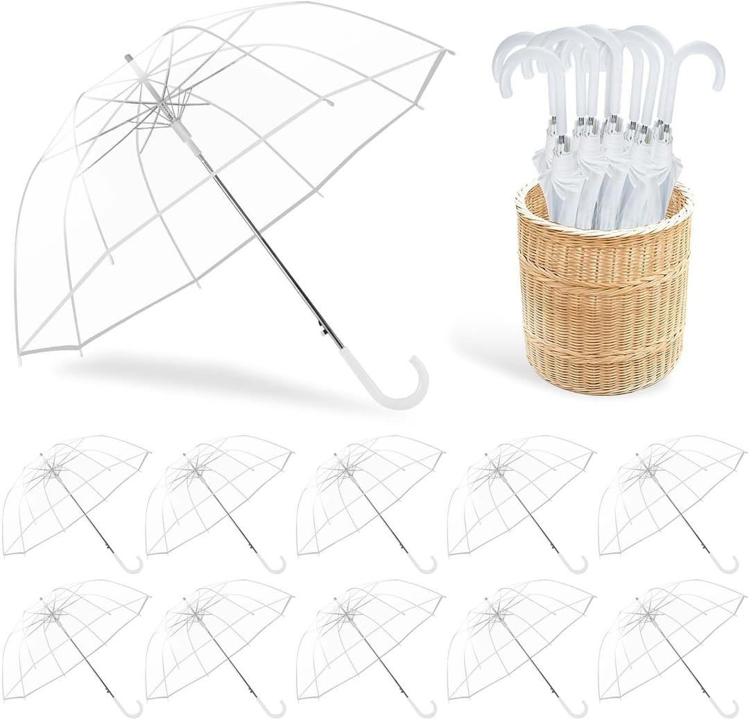 16 Pack Clear Umbrella Wedding Bubble Dome, Transparent Bridal Umbrellas for Weddings, 52 Inch Large Clear Umbrellas for Rain with Auto Open Windproof Stick Canopy for Outdoor Events