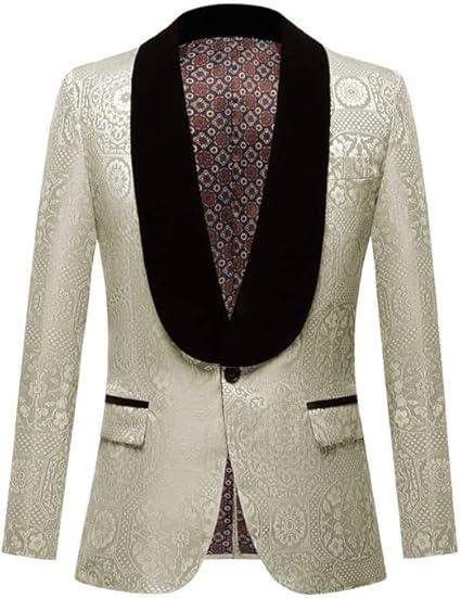 Men's Floral Paisley Tuxedo Jackets Shawl Lapel Formal 2 Piece Suit Blazer for Wedding Prom Dinner, XL