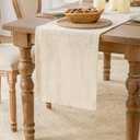 Shatex 14x120 Inch Burlap Farmhouse Table Runner with No Fringe, 100% Jute Soft Material, Perfect for Table Decor, Dailylife, Holiday, Wedding, Party, Off-White