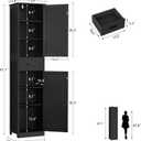TEENFON Tall Bathroom Cabinet, Storage Cabinet with 6 Shelves & Drawer, Bathroom Storage Cabinet with Adjustable Shelves, Tall Cabinet for Living Room, Home Office, Black, 11.8"D x 15.8"W x 67.1