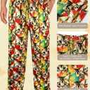 Mens Christmas Pajama Pants,Novelty Funny Soft Pj Sleep Lounge Bottoms with Pockets & Drawstring (Large, Gold Kittens)