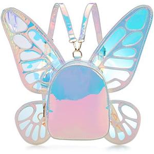 Women's Laser Holographic Backpack Butterfly Angel Wings Casual Daypack Shoulder Bag (Laser Light Blue) Women's Laser Holographic Backpack Butterfly Angel Wings Casual Daypack Shoulder Bag (Laser Light Blue)