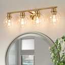 Bathroom Vanity Light, 29.5 Inch Modern Wall Sconce with Clear Glass Shade, 4-Light Gold Over Mirror Vanity Lighting for Bathroom