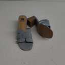 SM New York NWB Ina Denim Block Heel Sandals Open Toe Slip-On Neutral Shoes 10