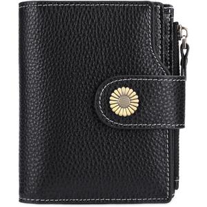 Falan Mule Wallet for Women - Genuine Leather, Compact, RFID Blocking, Bifold Wallet (Elegant Black)