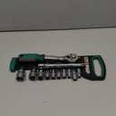 ZTGPMP 12Pcs 1/4 Inch Drive Ratchet Socket Wrench Set, 72 Teeth Bent Handle Release Ratchet Wrench with CR-V 6 Point Shallow Metric Sockets (4mm-13mm) And Extension Bar