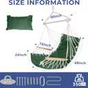 Hammock Chair Hanging Swing with Wooden Armrest,Steel Spreader Bar,Pillows,Hardware kit Included;Cotton Woven;Up to 350 Lbs,for Indoor Outdoor Green