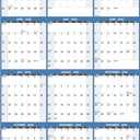 4 x 2026 Yearly Wall Calendar - Large Yearly Calendar 2026, Jan 2026 - Dec 2026, 25.2" x 38.2" (Open), 2026 Calendar, Large Wall Calendar 2026, Full Year Paper with Notes, Thicker Paper - Light blue