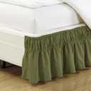 Fancy Collection Queen - King Easy Fit Bed Ruffle Wrap Around Elastic Bed Skirt with 17" Drop New Easy Install Solid Sage Green
