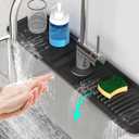 24 Inch Longer Faucet Mat for Kitchen Sink, 5 Slope Fast Self-draining, Kitchen Sink Splash Guard Silicone Sink Faucet Mat Splash Guard Kitchen Sink Area Tidy Splash Faucet Guard Draining Mat