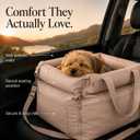 Dog Booster Car Seat for Small Dogs, Stable Non-Slip Design Up to 35 lbs, Water-Resistant PU Travel Carrier with Headrest Straps, Built-in Tether & Storage — Gray