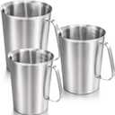 Flutesan 3 Pcs Stainless Steel Measuring Cups Measuring Pitcher with Handle with Markings for Latte Art, Water Pouring 2/4/8 Cup (16/32/64 oz)