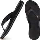 ONCAI Women's Flip Flops Comfortable Summer Beach Thong Sandals for Women with Cushion Walking Arch Support Yoga Mat Indoor Outdoor Soles (11, Black)
