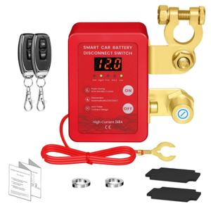 Smart Remote Battery Disconnect Switch 12V 24V Kill Switch for Car Intelligent Battery Power Smart Voltage Car Battery Kill Switch for Vehicle, RV, ATV, Truck, Boat (Red)