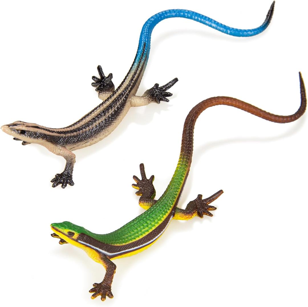 Plastic Lizard Toys Lizard Figurine Realistic Fake Lizards Artificial Model Reptile Toy for Cake Decoration Prank Props Educational Toys (Set - B)