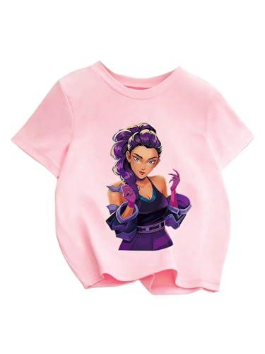 RoseSeek Girl's Bowknot Letter Graphic Tshirt Short Sleeve Crew Neck Cute Summer Tee Tops Cute Pink 9Y