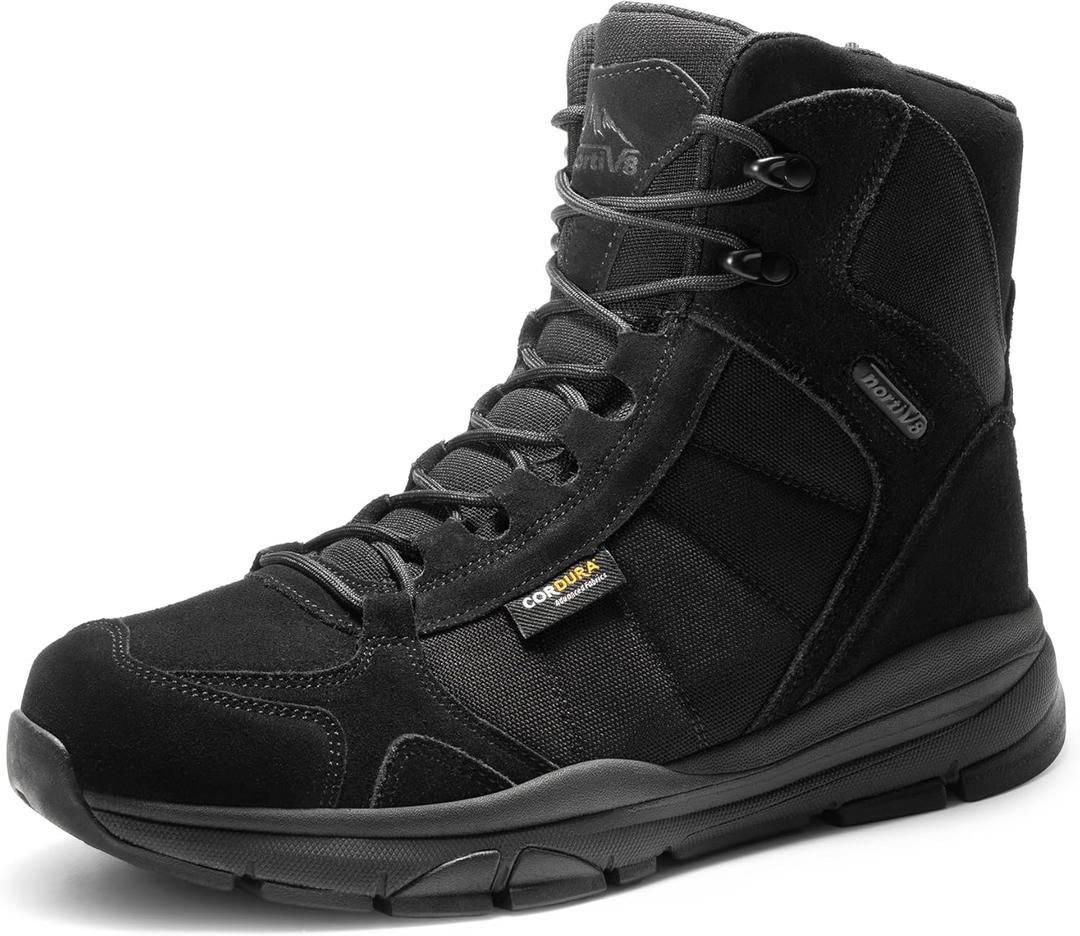 NORTIV 8 Men's Waterproof Lightweight Military Tactical Work Boots Outdoor Hiking Combat Motorcycle Boots,Size 12,Waterproof-All Black,SNMT222M