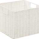 Honey-Can-Do STO-03562 Parchment Cord Crate with Handles, White, 12.2 x 13 x 10 inches