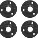 NearMoon Industrial Pipe Floor Flange, Heavy Duty Malleable Iron Pipe Fittings, Black Wall Mounted Vintage DIY Threaded Flange(10 Pack, DN15-1/2 Inch)