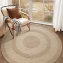 Color&Geometry 4x4 Round Jute Rug Indoor Outdoor, Reversible Hand Woven Natural Fiber Minimalist Area Rug, Easy Clean Scandinavian Decor for Patio, Deck, Living Room, Dining Room