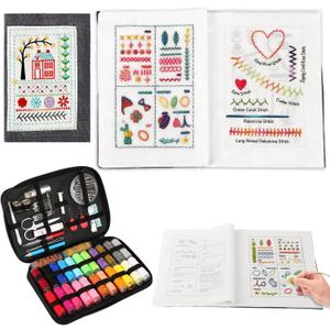 Embroidery Stitch Book Kit - Portable Embroidery Book with Multiple Sewing Tools & Instructional Tutorial, DIY Stitches for Beginners & Enthusiasts (1 Set)