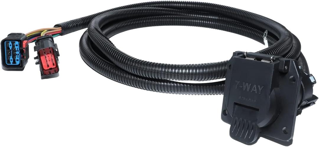 MECMO 10-Foot 7-Pin Trailer Wiring Harness Extension for Dodge 1995-2009 Ram 1500 2500 3500, 1995-2010 Dodge Dakota, 2010-2011 Ram Dakota for 5th Wheel or Gooseneck in Bed Connection 7-Pole Connector