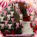 12 Pcs Velvet Christmas Tree Bows 9 x 13 Inch Door Garland Decor Vintage Wreath Bow Decorations Large Bow Decorations Xmas Ornament for Garland Crafts Tree Topper Gifts Indoor Outdoor(Pink)