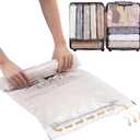 TAILI 12 Pack Travel Compression Bags, Roll Up Space Saver Bags (6 Large+6 Medium), No Vacuum Needed Reusable Packing for Luggage, Suitcase, Backpack, Travel Essentials, Clear