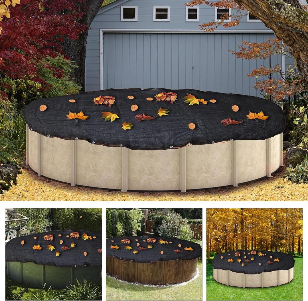 9 Ft Pool Leaf Net Cover for Inground Pools, Square Mesh Pool Cover for Round Pools, Swimming Pool Accessories for Pool, Multi-Function Sun Shade for Patio, Garden