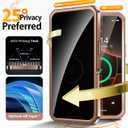 [CD Metal Ring Stand + Built-in Privacy Screen Protector] Magnetic Case for iPhone 16 Pro Max 6.9" [Soft Bumper Full Signal] [Compatible with MagSafe] Full Body Shockproof Clear Case, Desert Gold
