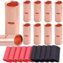 SVAAR 10PCS 4 Gauge Butt Connectors 4 AWG Non Insulated Butt Splice Connectors Uninsulated Crimp Butt Splices Kit Bare Pure Copper Seamless Barrel Butt Terminals for Auto Repair 10PCS 3:1 Heat Shrinks