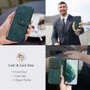 UEEBAI Case for Samsung Galaxy A71, 9 Card Slots Retro Leather Wallet Shockproof Flip Cover with Hand Strap Card Slots Zipper Pocket Kickstand Handbag Magnetic Closure - Retro Green