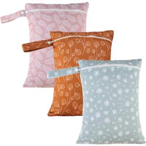 Happy Flute 3 Set Wet Bag Storage Bag Waterproof Washable Travel Bags, Beach, Pool, Gym Bag for Swimsuits & Wet Clothes for Baby(Dandelion)