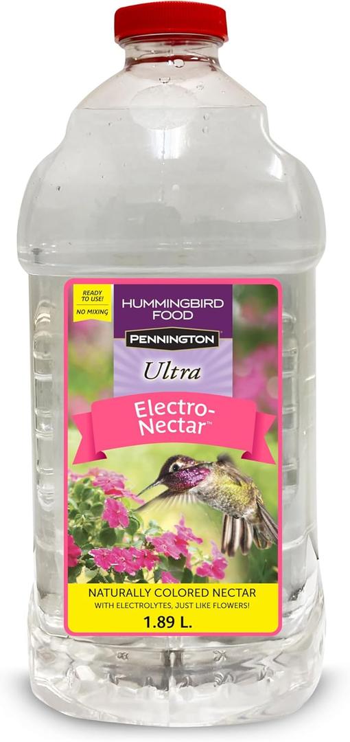 Pennington Electro-Nectar Hummingbird Nectar Ready to Use, Naturally Colored with Electrolytes, 64-oz Bottle