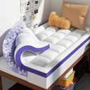 Dual Layer 4 Inch Memory Foam Mattress Topper Twin XL - 2 Inch Gel Memory Foam and 2 Inch Pillow Top Mattress Pad, 7-Zone Egg Crate Twin XL Size Mattress Topper(White)